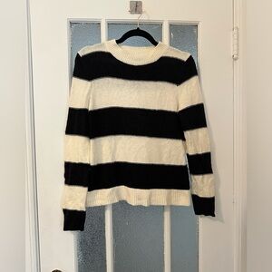 Banana Republic black & ivory wide-striped cotton-blend sweater- size S